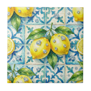 Carreau Motif sans couture Citrons et Diamants