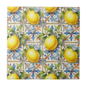 Carreau Motif sans couture Citrons et Diamants