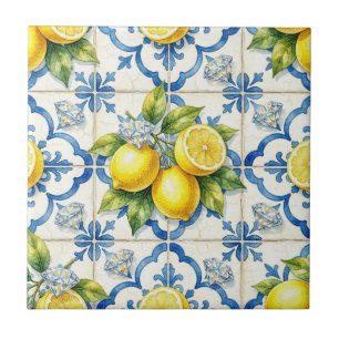 Carreau Motif sans couture Citrons et Diamants