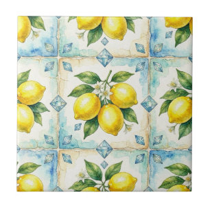 Carreau Motif sans couture Citrons et Diamants