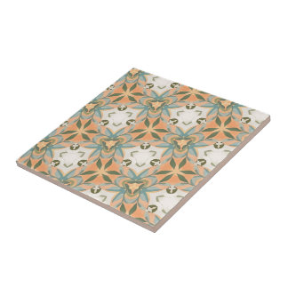 Carreau Motif sans couture de botanique bleu pêche