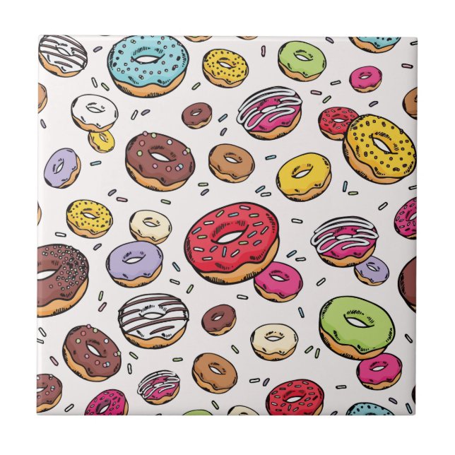 Carreau Motif sans couture de Donuts (Devant)