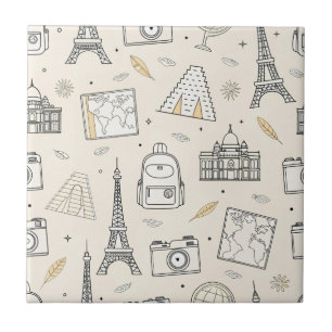 Carreau Motif sans couture de doodle de voyage