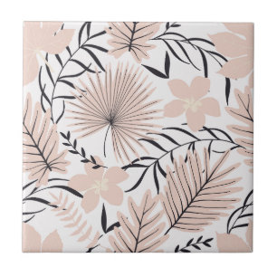 Carreau Motif sans couture de feuillage floral rose exotiq