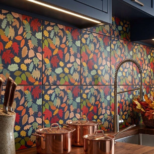 Carreau Motif sans couture de feuilles d'automne colorées 