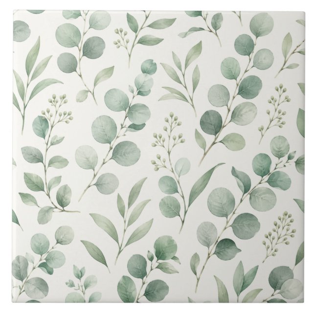 Carreau Motif sans couture de feuilles d'eucalyptus minima (Devant)