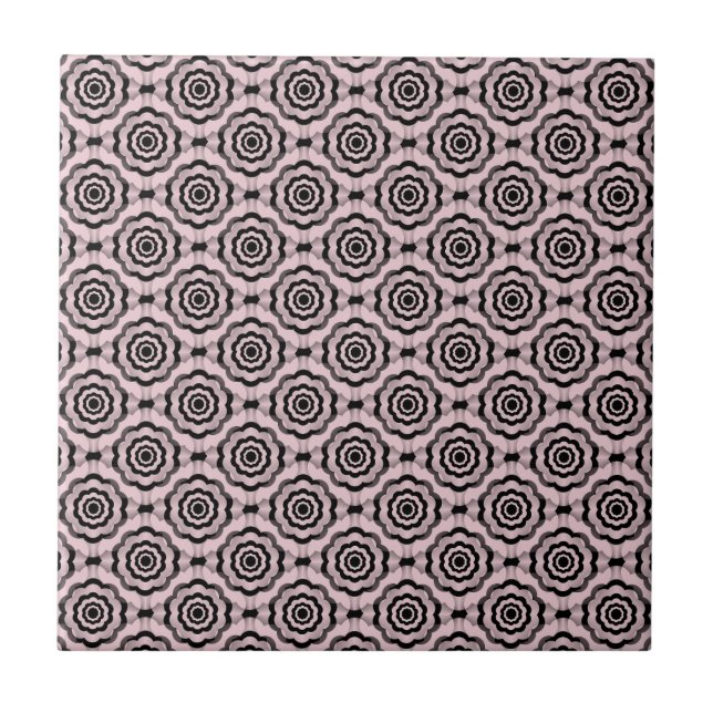 Carreau Motif sans couture de fleurs roses noires (Devant)