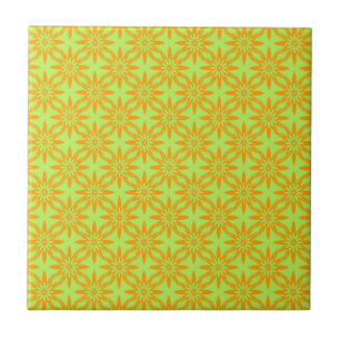 Carreau Motif sans couture de fleurs vertes orange