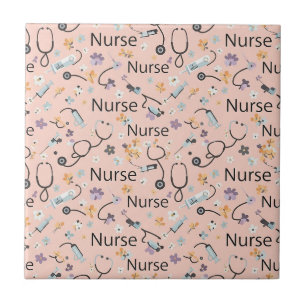 Carreau Motif sans couture de la vie d'infirmière rose (3)