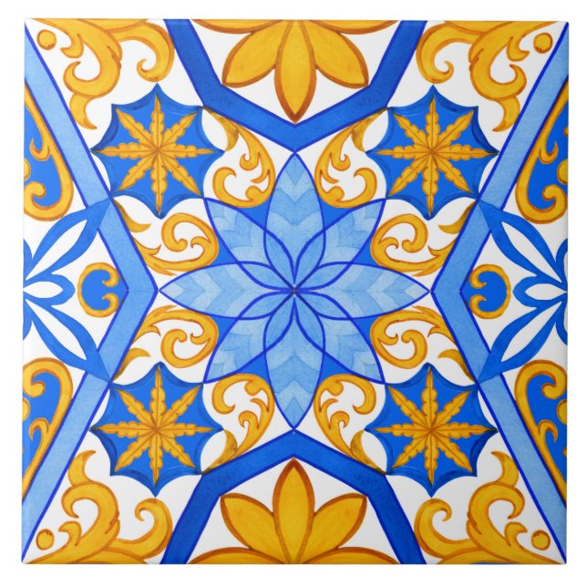 Carreau Motif sans couture de majolique aquarelle (Devant)