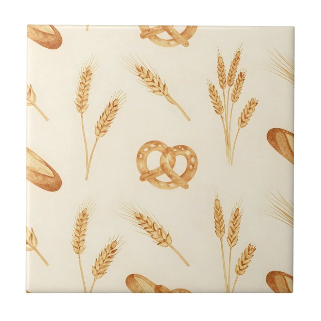 Carreau Motif sans couture de pain rustique et de blé (Devant)