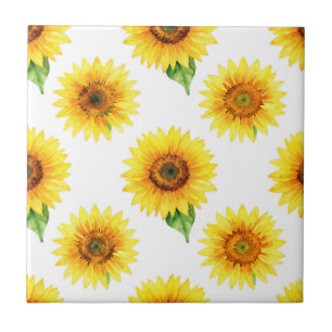 Carreau Motif sans couture de tournesol aquarelle lumineux