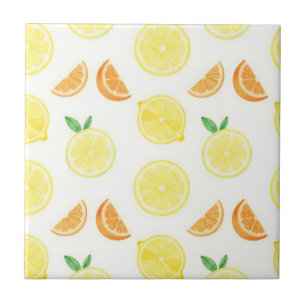 Carreau Motif sans couture de tranches de citrus frais