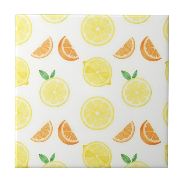 Carreau Motif sans couture de tranches de citrus frais (Devant)