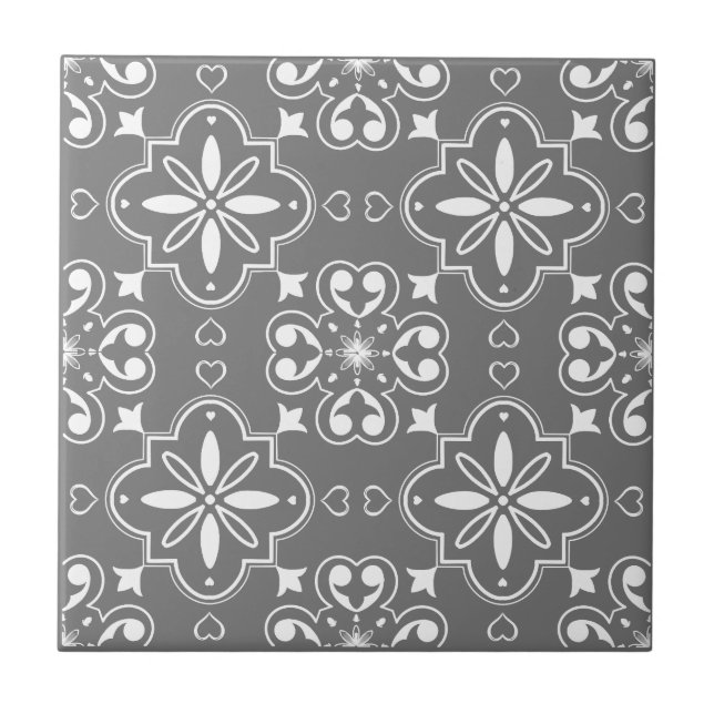 Carreau Motif sans couture méditerranéen moderne gris blan (Devant)