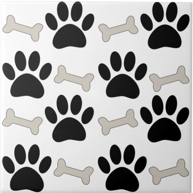 Carreau Motif sans couture Paws And Bones sur mesure  (Créateur téléchargé)