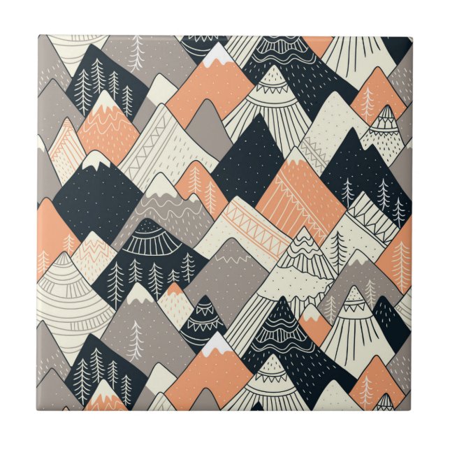 Carreau Motif scandinave de montagne de style (Devant)