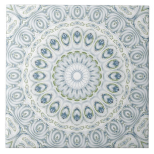 Carreau Motif Serene Blue et Green Mandala Design