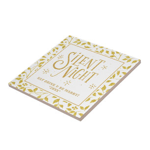 Carreau Motif Silent Nights Typographie & Gold Leafs