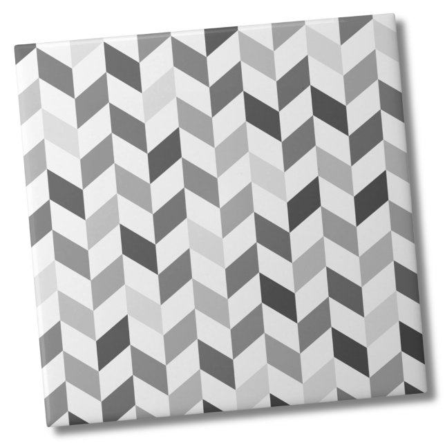 Carreau Motif simple gris Herringbone (Fun Simple Classic Gray White Herringbone Pattern Ceramic Tile)