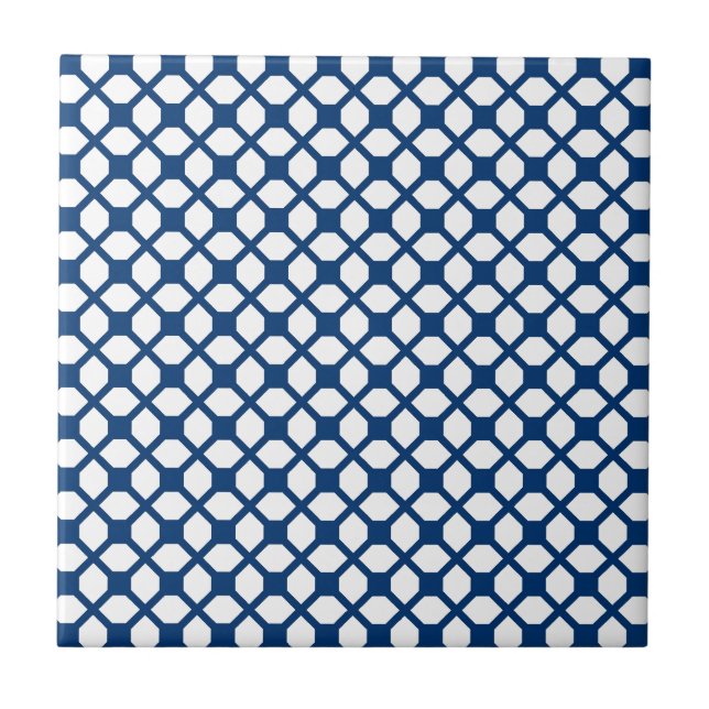 Carreau Motif simplement bleu de Quatrefoil - bleu et (Devant)