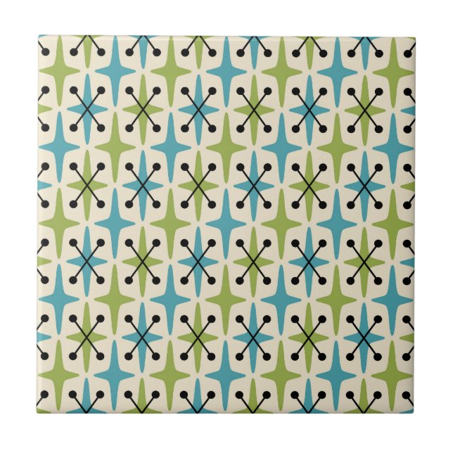 Carreau Motif Starburst moderne du milieu du siècle (Devant)
