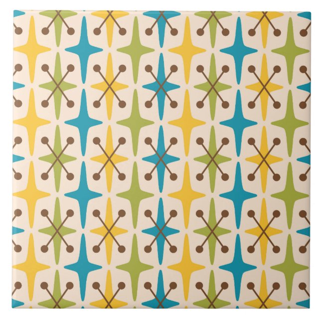 Carreau Motif Starburst moderne du milieu du siècle (Devant)