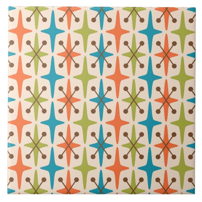 Carreau Motif Starburst moderne du milieu du siècle (Devant)