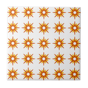 Carreau Motif Starburst moderne rouge-orange du milieu du 