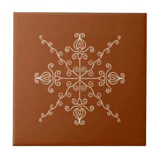 Carreau Motif symétrique de style bohème indien marron rou