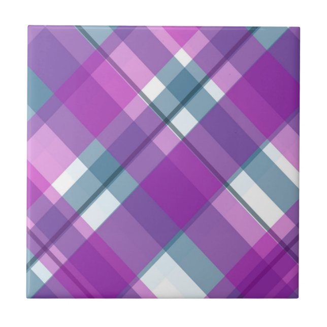 Carreau Motif Tartan Violet (Devant)