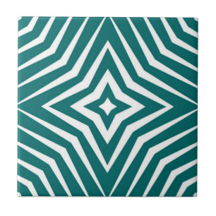 Carreau Motif tendance avec des étoiles blanches et turquo