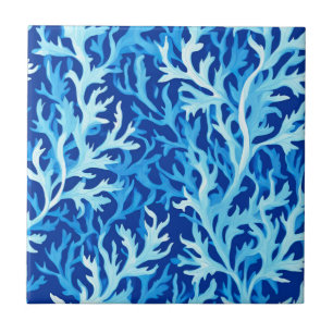 Carreau Motif textile du littoral d'algues bleues