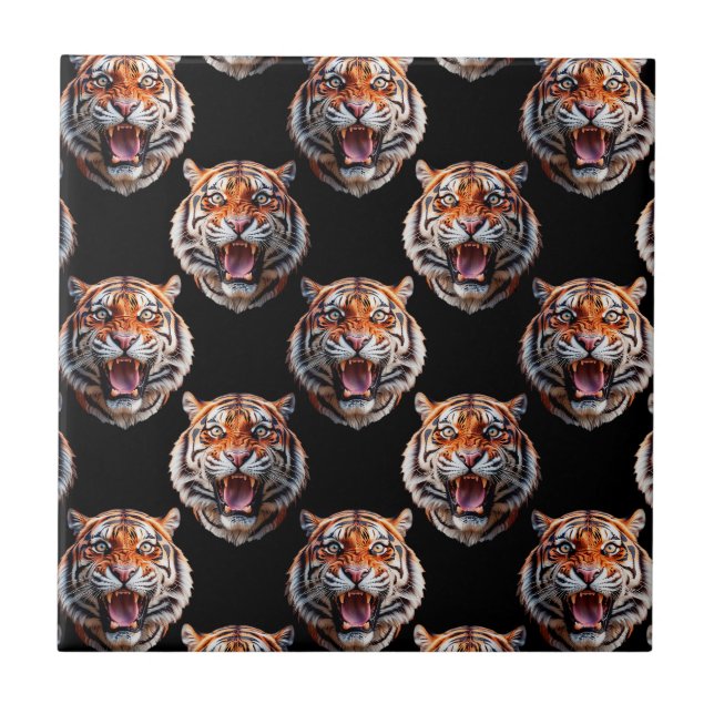 Carreau Motif Tiger - Noir (Devant)
