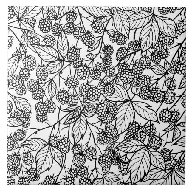 Carreau Motif tiré à la main des framboises (Devant)