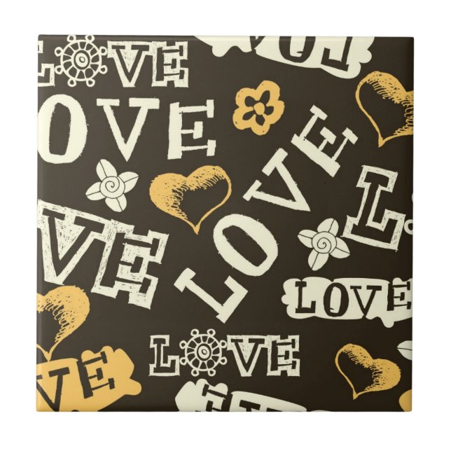Carreau Motif tiré par la main d'amour (Devant)