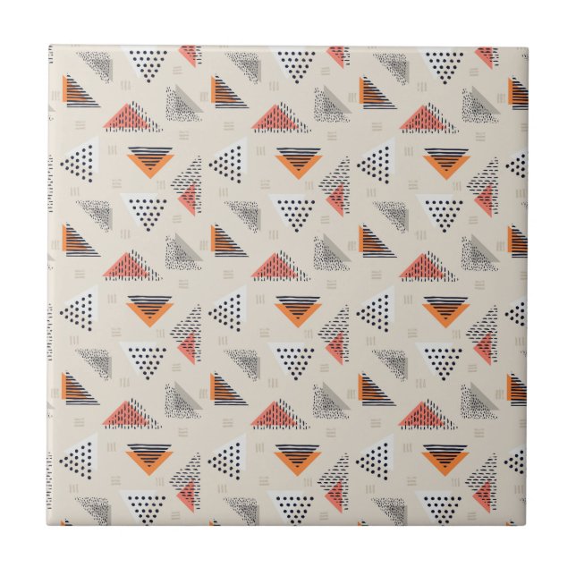 Carreau Motif tiré par la main de triangle géométrique (Devant)