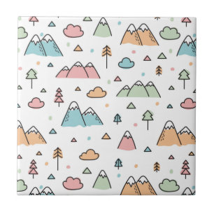 Carreau Motif tiré par la main mignon de scène de montag
