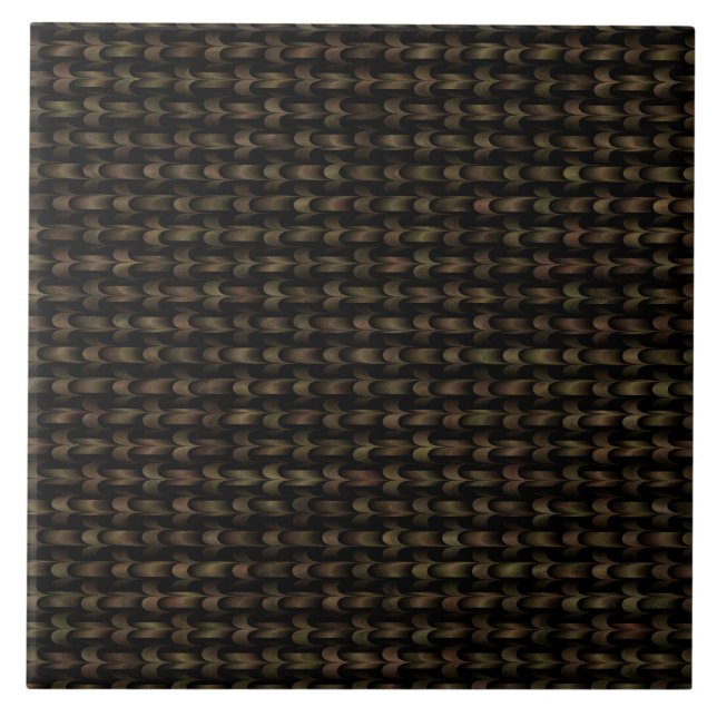 Carreau Motif Tissé Abstrait Vert Noir (Devant)