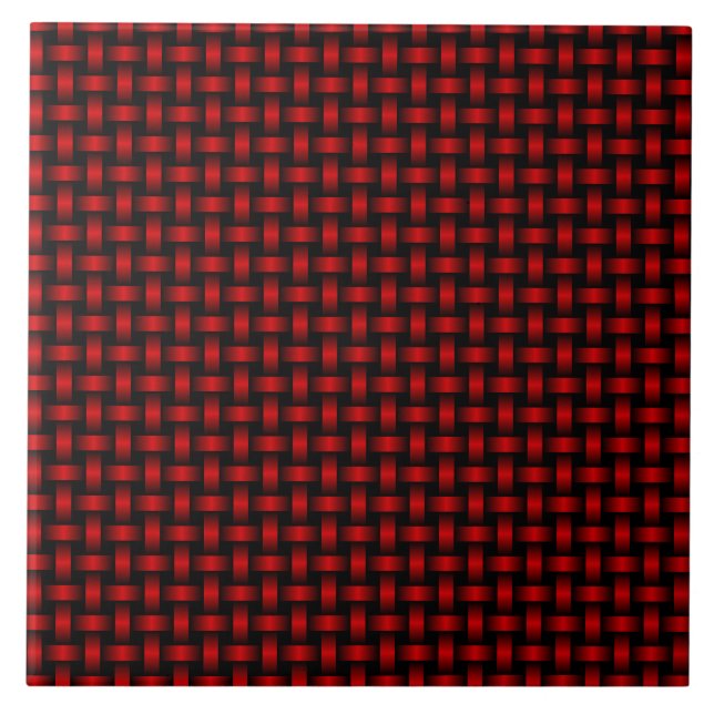 Carreau Motif Tissé Rouge Noir (Devant)