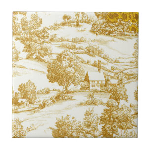 Carreau Motif Toile de Ferme Fleur de Tournesol Doré Rusti