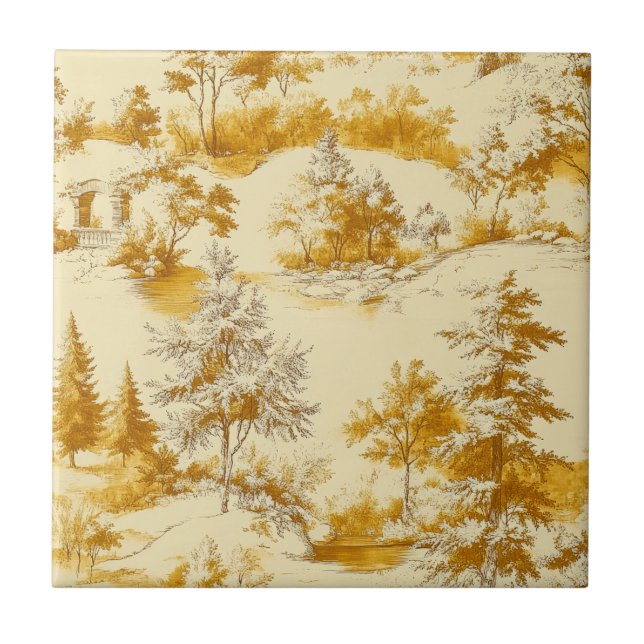 Carreau Motif Toile de Jouy Forêt d'Hiver (3) (Devant)
