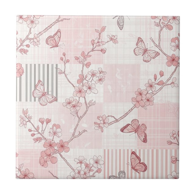 Carreau Motif toile de papillon botanique vintage (7) (Devant)