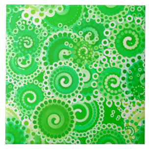 Carreau Motif tourbillon fractal, nuances vert printemps
