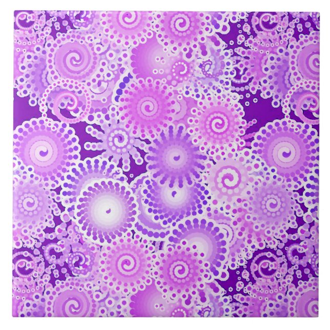Carreau Motif tourbillon fractal, tons violets (Devant)