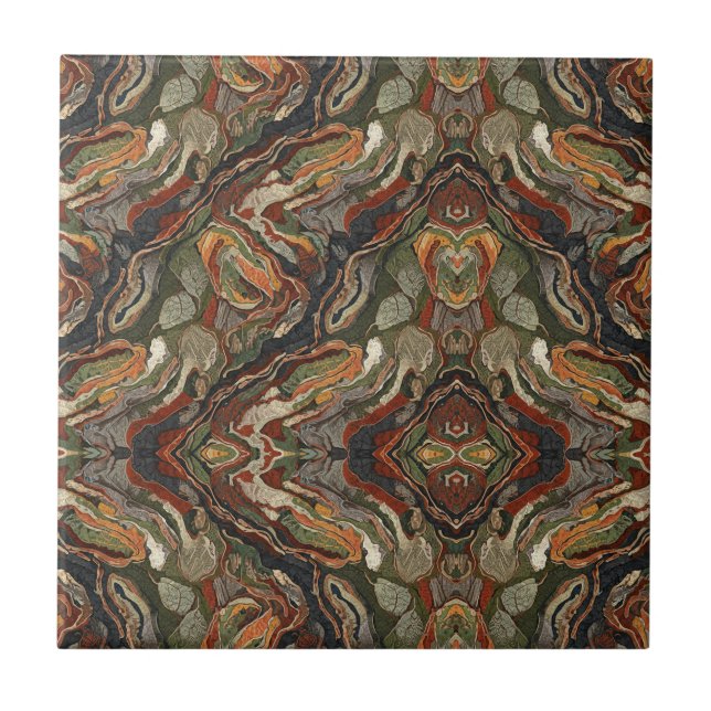 Carreau Motif tourbillonnant de tons terreux abstraits (Devant)