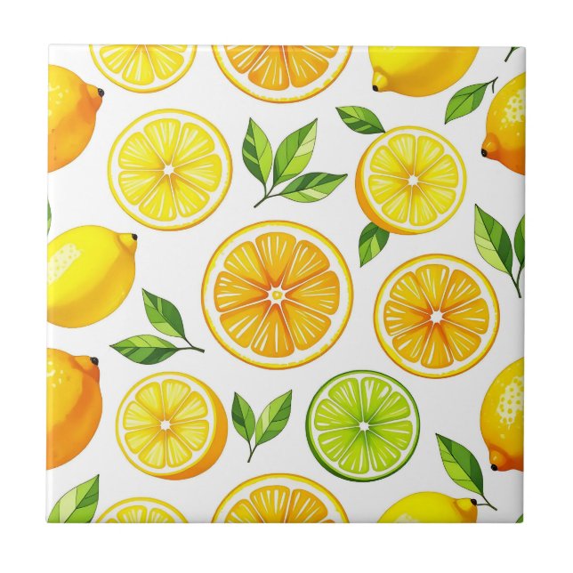 Carreau Motif tranche de citron agrumes (Devant)