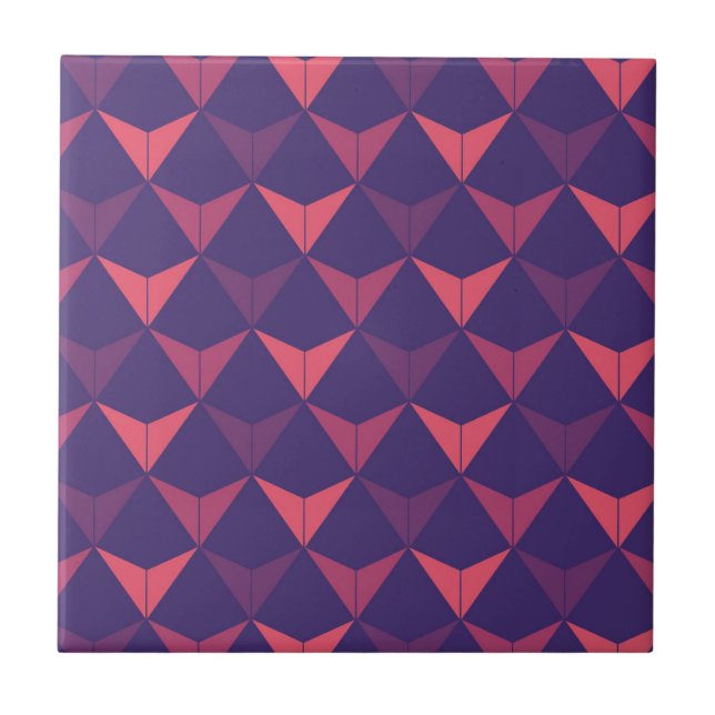 Carreau Motif triangle géométrique bleu foncé orange (Devant)