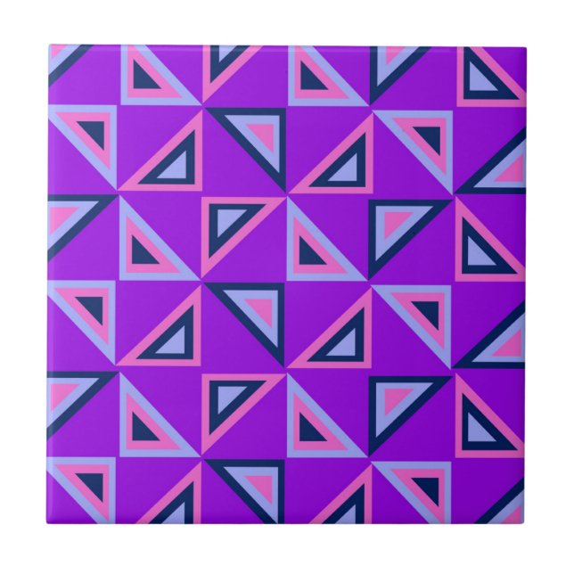 Carreau Motif triangle géométrique violet (Devant)