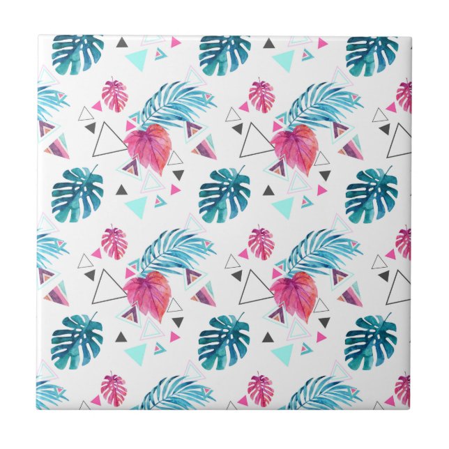 Carreau Motif triangulaire de feuilles tropicales (Devant)